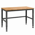 Établi réglable 152 x 61 x 107 cm plateau en bois naturel structure en acier noir industriel
