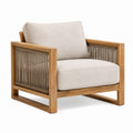 Fauteuil de jardin 85 x 80 x 80 cm en bois beige avec cordage tressé style contemporain