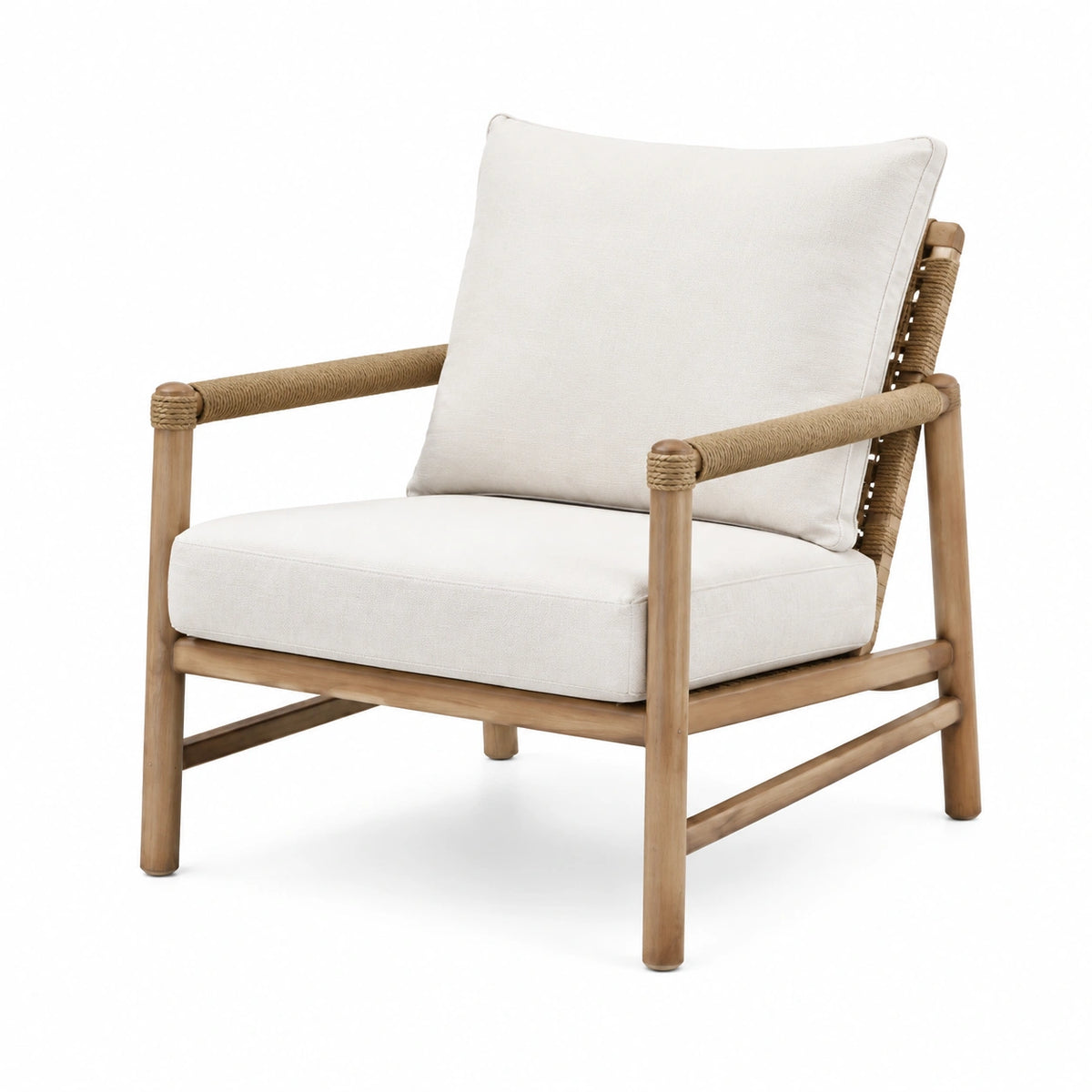 Fauteuil 70 x 78 x 86 cm en bois naturel et corde beige style bohème