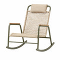 Fauteuil à bascule 70 x 90 x 100 cm en métal vert et corde tressée pour intérieur