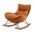 Fauteuil à bascule 95 x 85 x 95 cm en cuir marron style contemporain pour salon