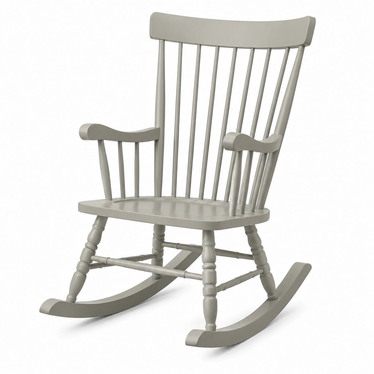 Fauteuil à bascule 65 x 85 x 110 cm en bois gris avec accoudoirs style traditionnel