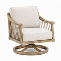 Fauteuil pivotant 78 x 82 x 92 cm en bois naturel et tissu écru style bohème