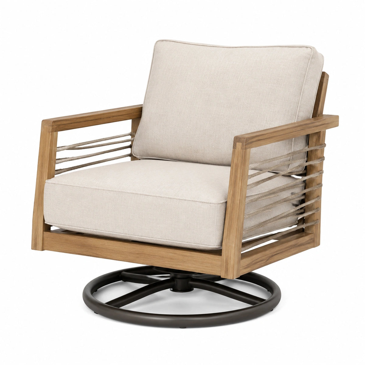 Fauteuil de jardin pivotant 78 x 82 x 88 cm en bois beige style contemporain
