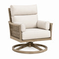 Fauteuil pivotant 90 x 86 x 100 cm en bois beige tressé style naturel