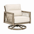 Fauteuil rotatif 78 x 82 x 90 cm en bois et corde beige style naturel