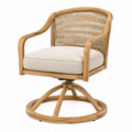Fauteuil pivotant 72 x 73 x 87 cm en bois naturel et corde avec coussin beige