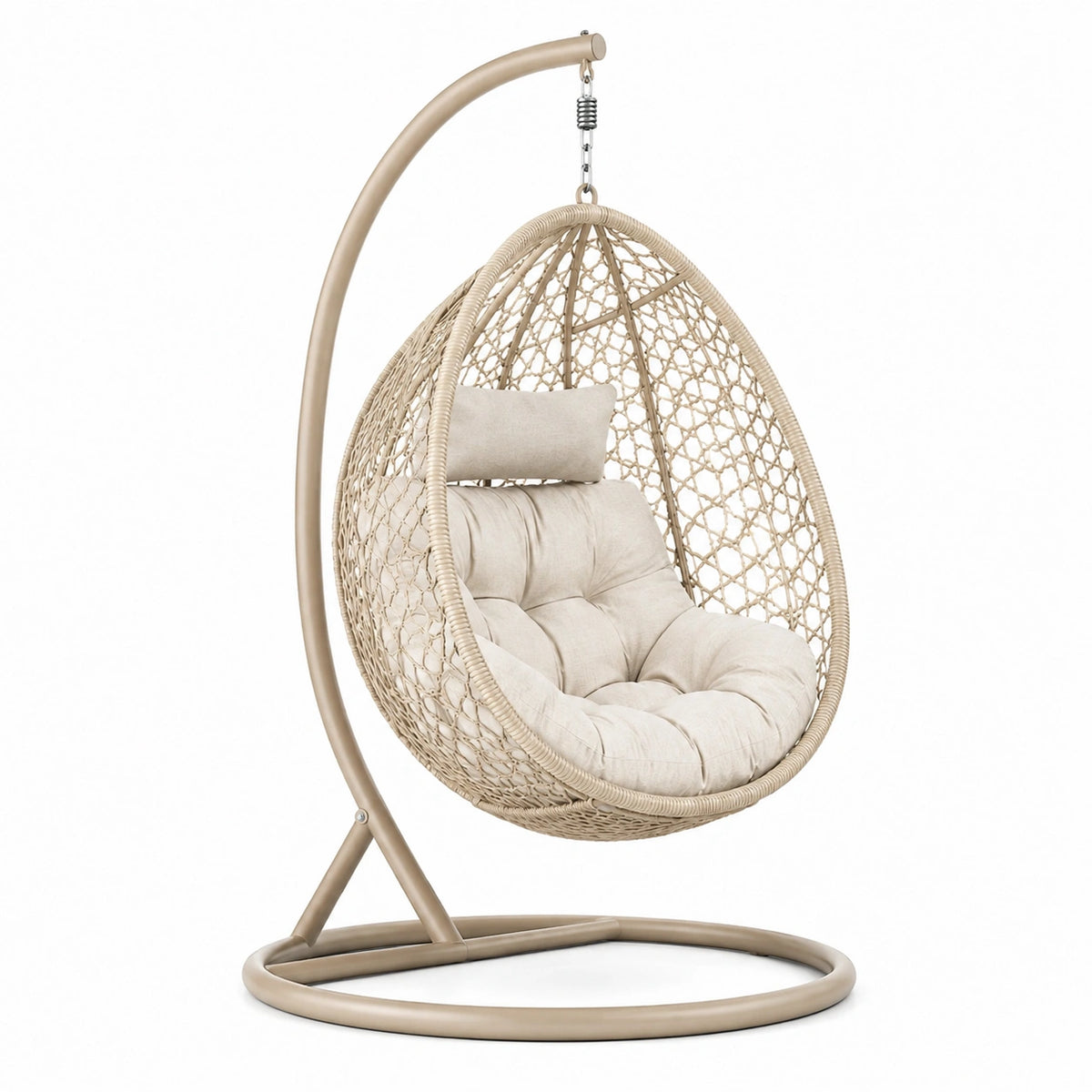 Fauteuil suspendu 110 x 100 x 195 cm en rotin synthétique beige avec support style bohème