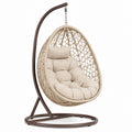 Fauteuil suspendu 105 x 105 x 195 cm en métal et fibre tressée beige marron avec assise rembourrée