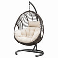 Fauteuil suspendu 105 x 105 x 195 cm en résine tressée marron avec support intérieur style bohème