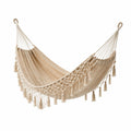 Hamac 200 x 100 cm en coton beige à franges style bohème