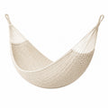 Hamac 300 x 100 cm en coton écru suspendu pour jardin et intérieur
