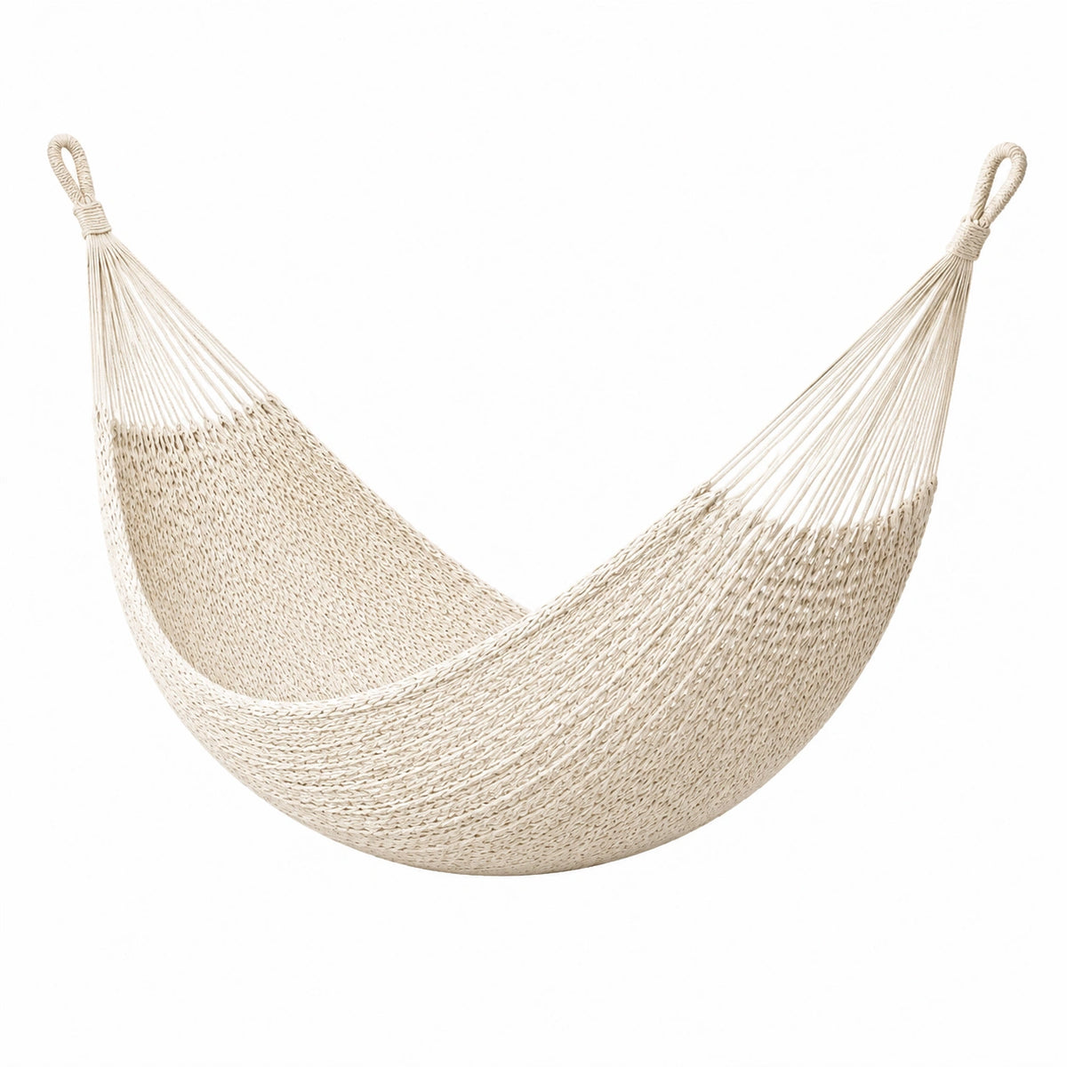 Hamac 300 x 100 cm en coton écru suspendu pour jardin et intérieur