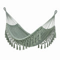 Hamac 200 x 100 cm en corde textile vert sauge - suspendu à franges