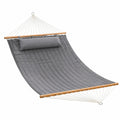 Hamac 200 x 140 cm en textile gris avec barres en bois pour jardin